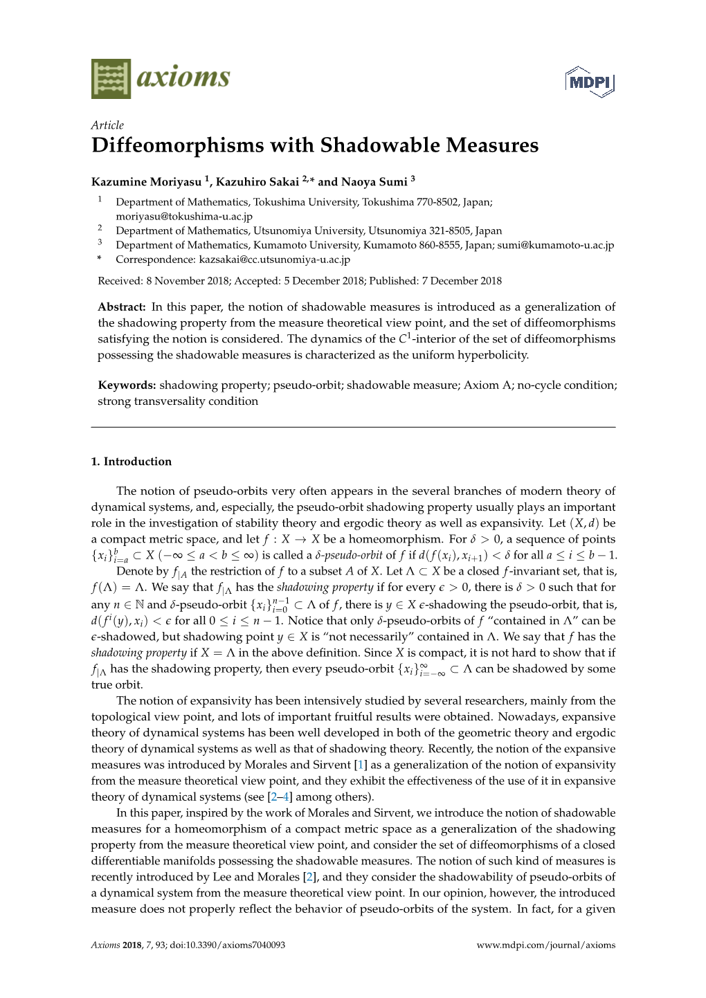 Diffeomorphisms with Shadowable Measures