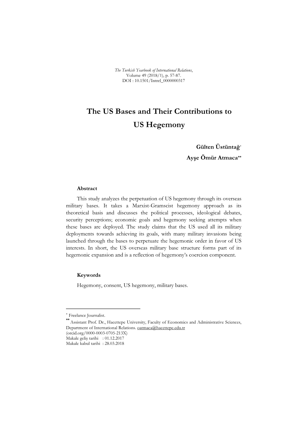 The US Bases and Their Contributions to US Hegemony