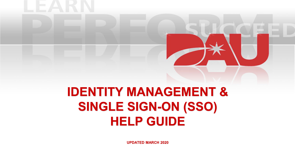 Identity Management & Single Sign-On (Sso) Help Guide