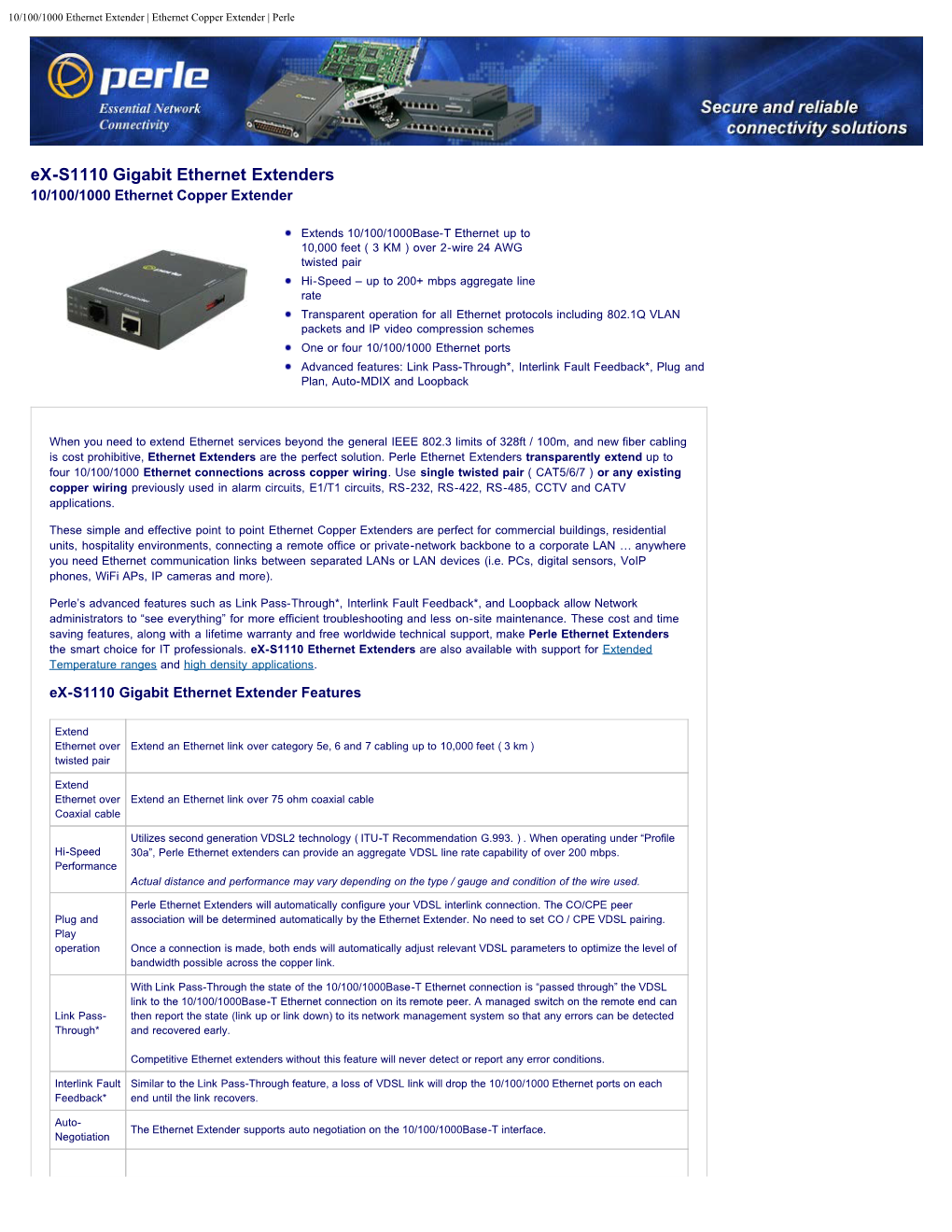 10/100/1000 Ethernet Extender | Ethernet Copper Extender | Perle