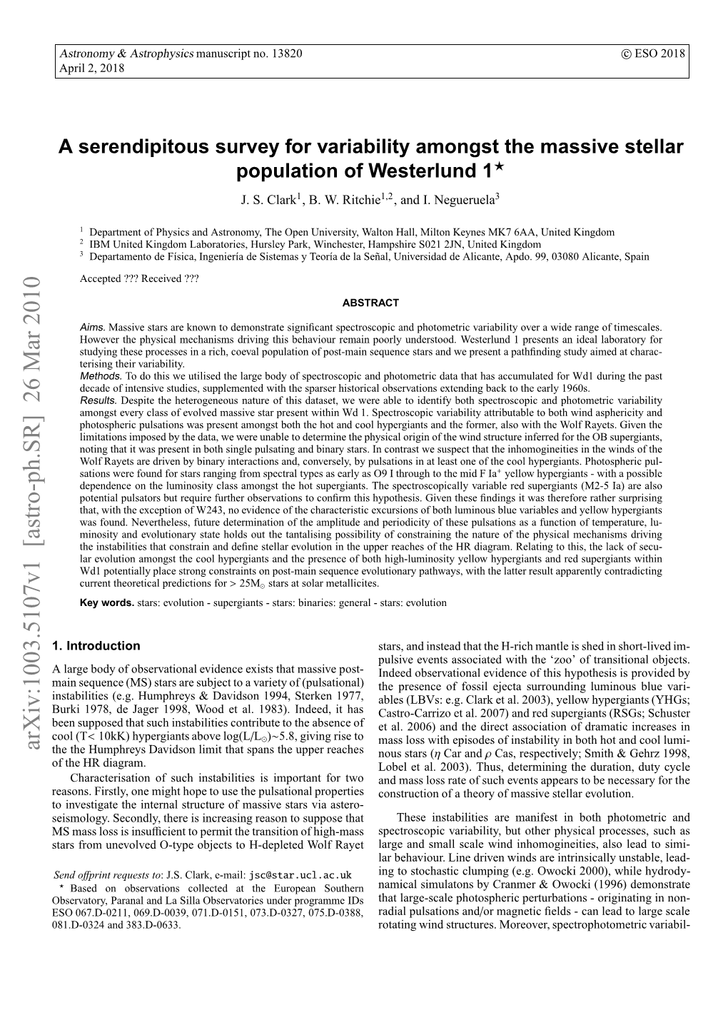 A Serendipitous Survey for Variability Amongst the Massive Stellar Population of Westerlund 1