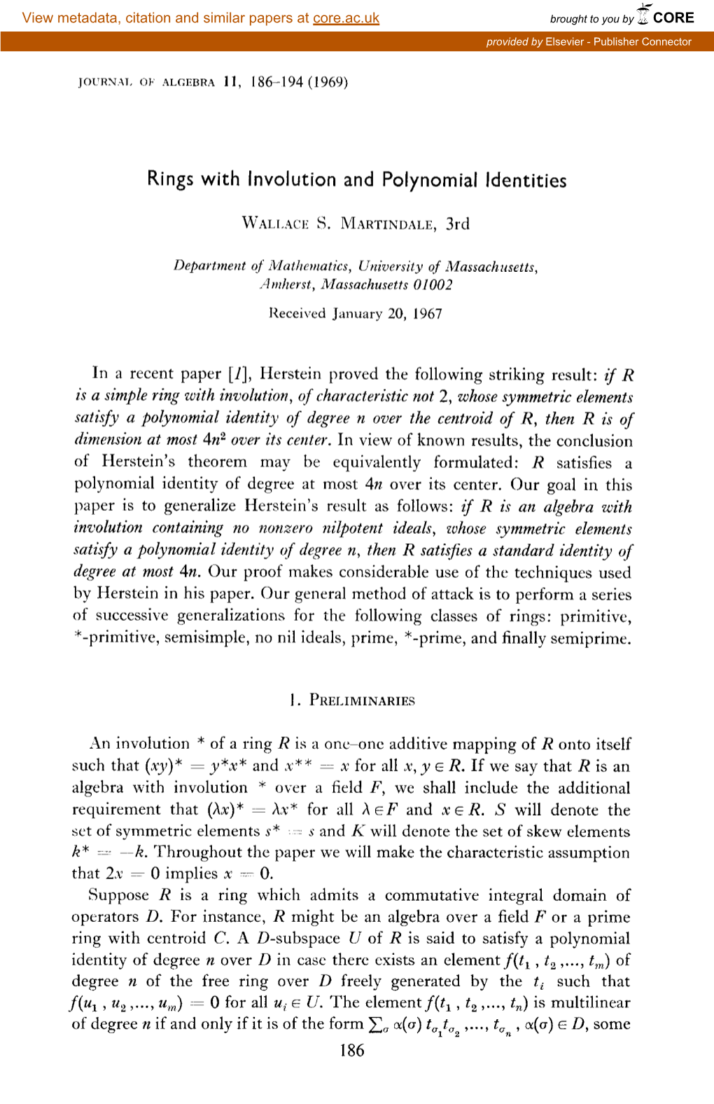 Rings with Involution and Polynomial Identities