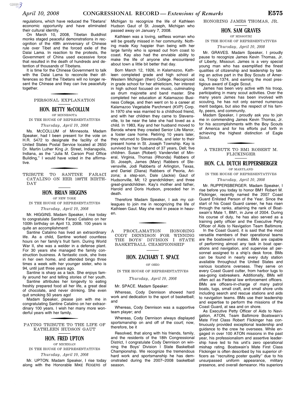 CONGRESSIONAL RECORD— Extensions of Remarks E575 HON