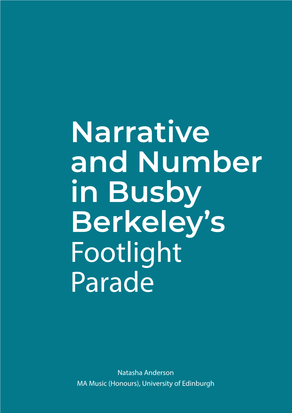 Narrative and Number in Busby Berkeley's Footlight Parade