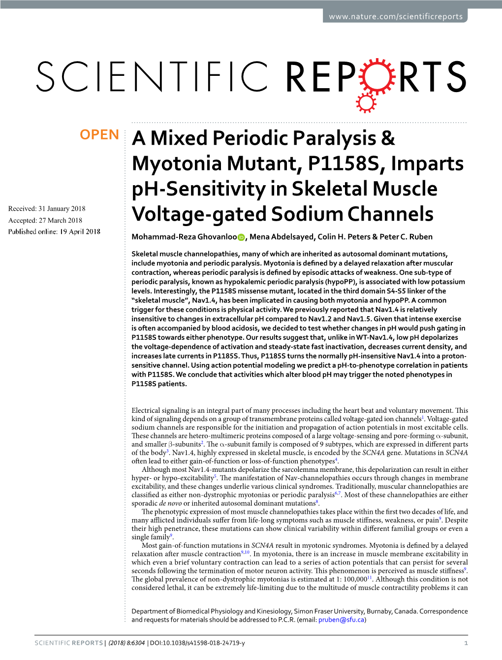 A Mixed Periodic Paralysis & Myotonia Mutant, P1158S