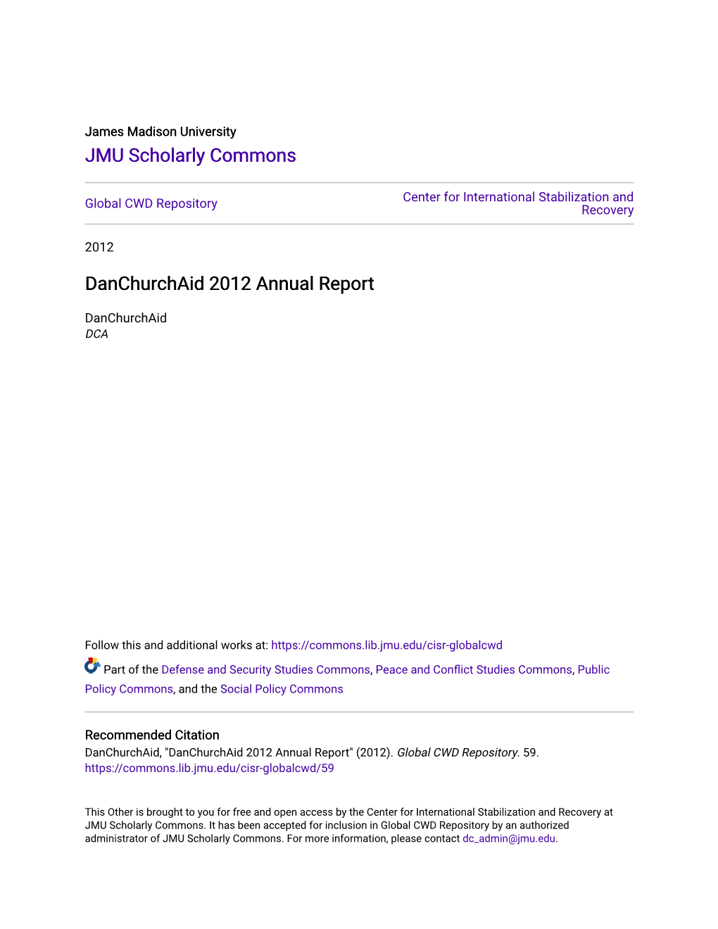 Danchurchaid 2012 Annual Report