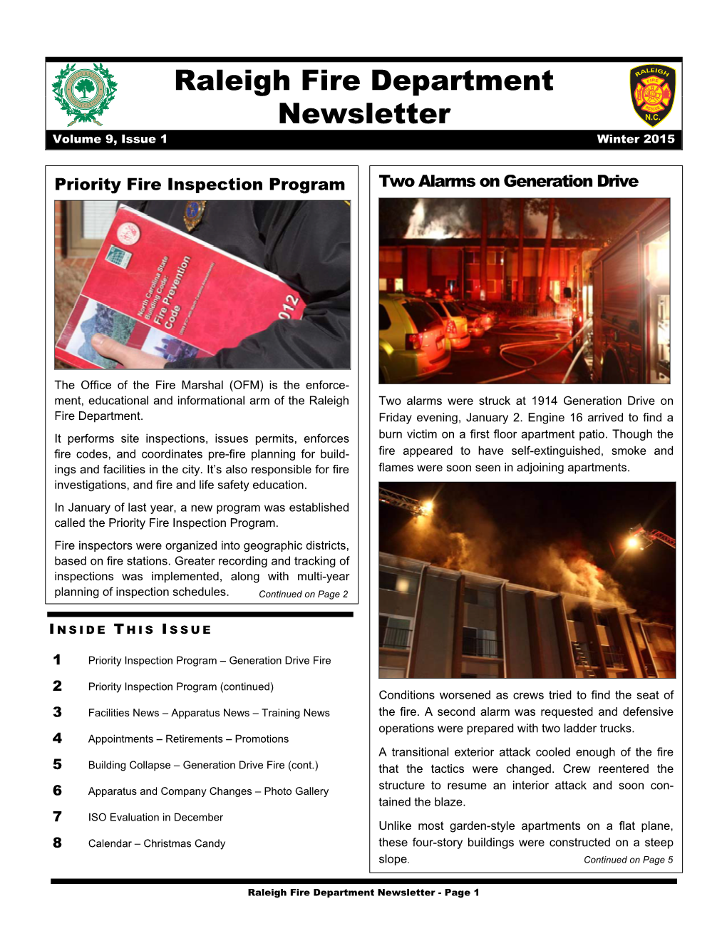 Raleigh Fire Department Newsletter - Page 1
