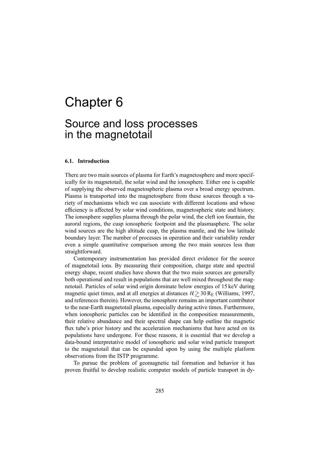 Chapter 6 Source and Loss Processes in the Magnetotail