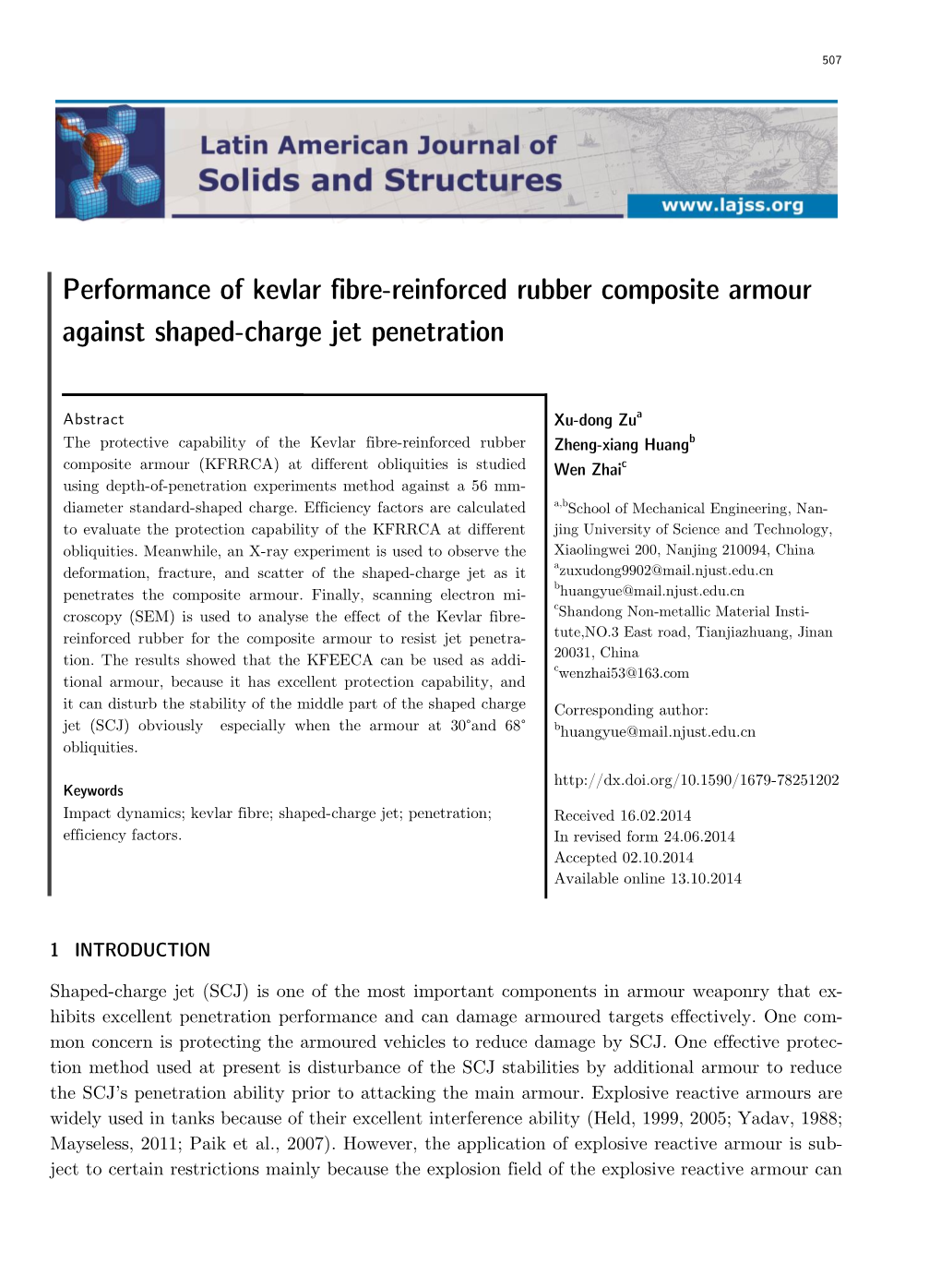 Performance of Kevlar Fibre-Reinforced Rubber Composite Armour Against Shaped-Charge Jet Penetration