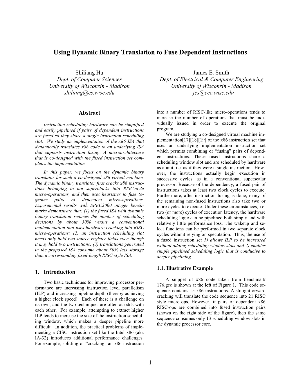 Using Dynamic Binary Translation to Fuse Dependent Instructions