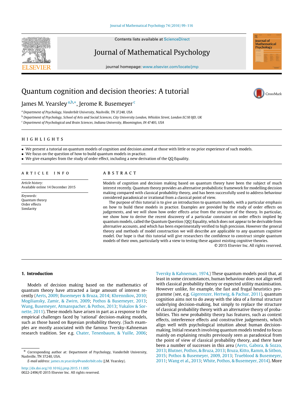 Quantum Cognition and Decision Theories: a Tutorial