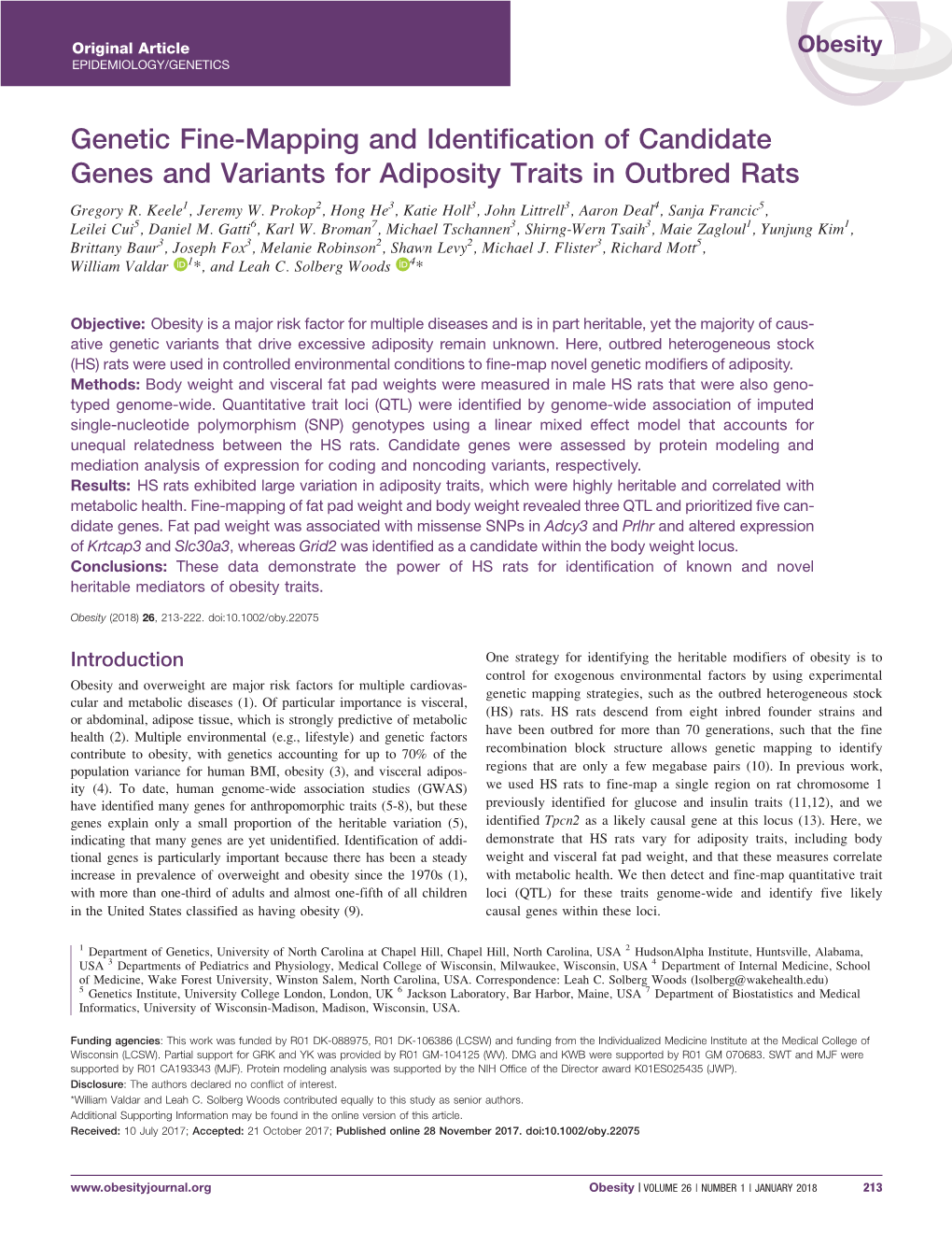 Mapping and Identification of Candidate Genes and Variants for Adiposity Traits in Outbred Rats Gregory R
