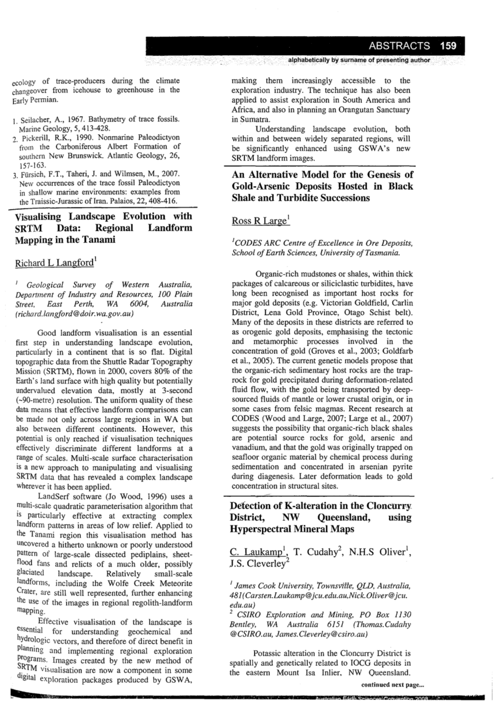 Visualising Landscape Evolution with SRTM Data: Regional Landform Mapping in the Tanami ABSTRACTS 159 an Alternative Model for T