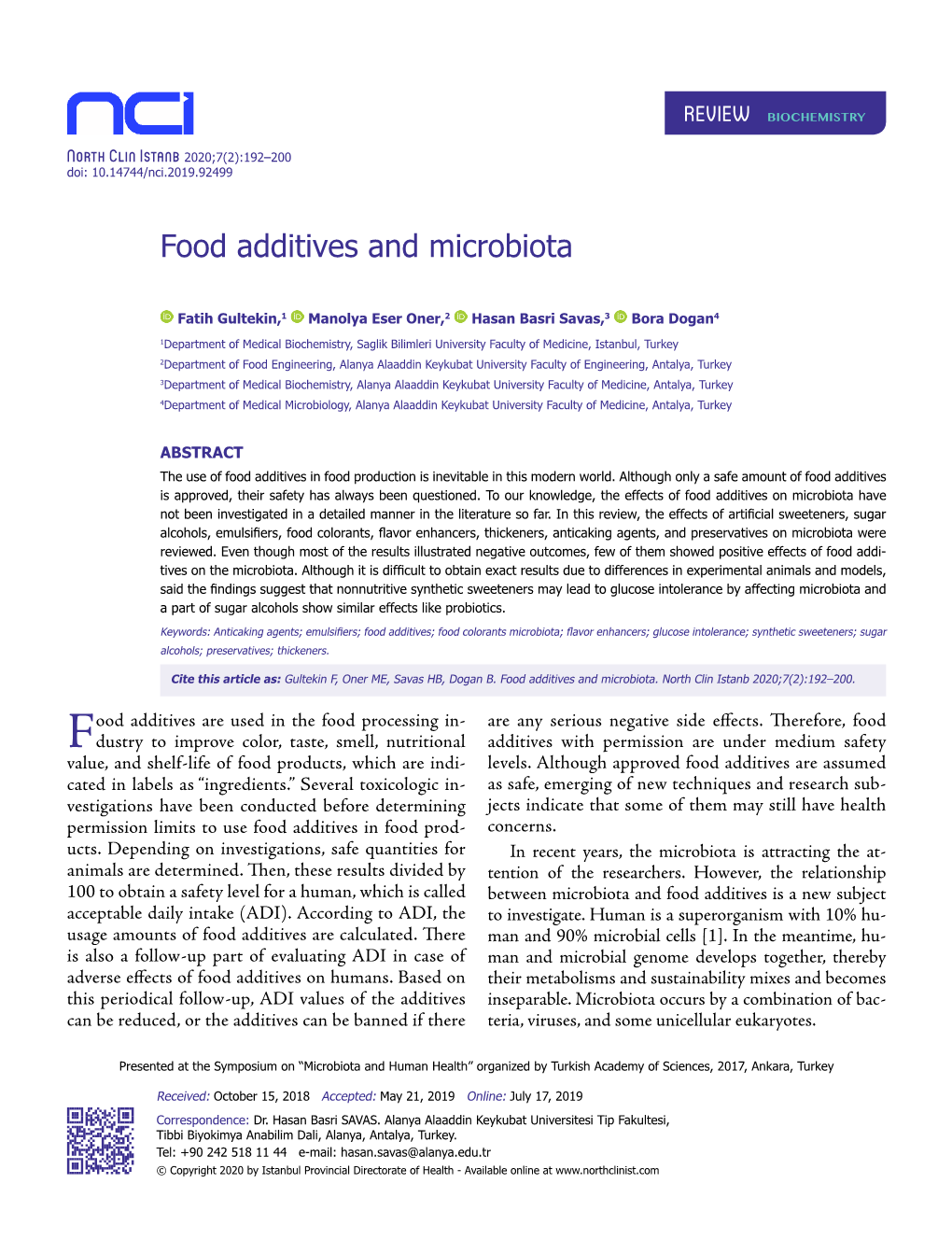 Food Additives and Microbiota