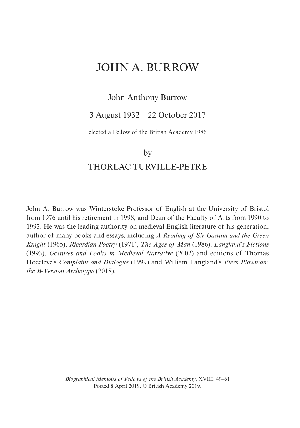 John A. Burrow