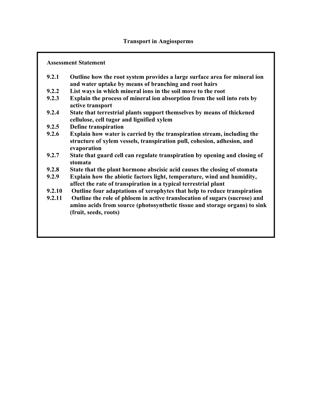 Transport in Angiosperms