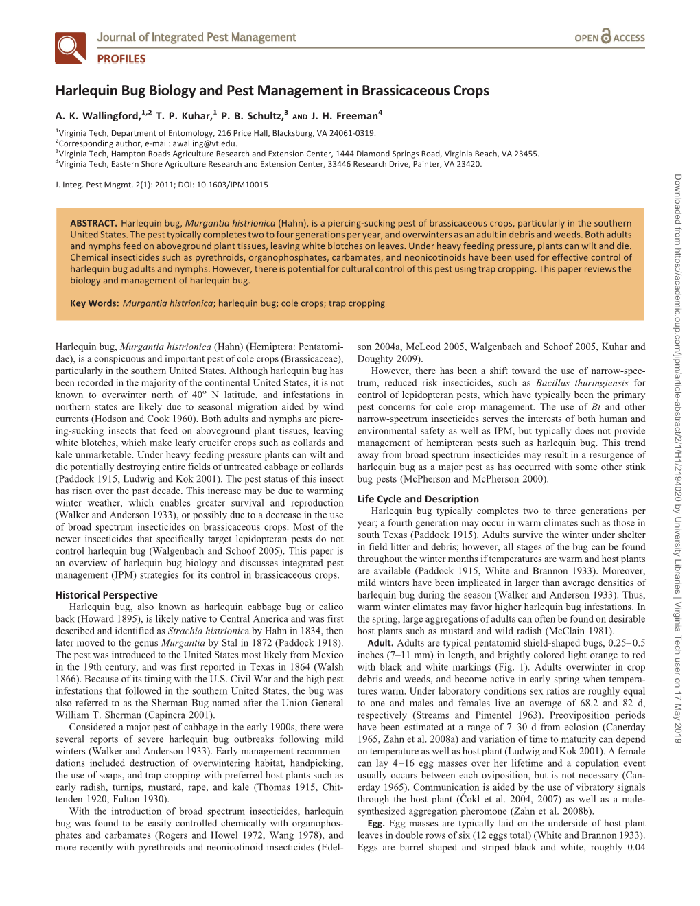 Harlequin Bug Biology and Pest Management in Brassicaceous Crops