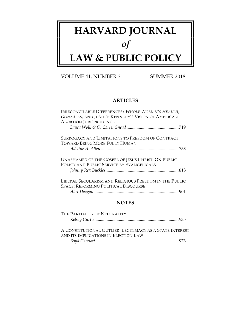 Havard Journal of Law and Public Policy