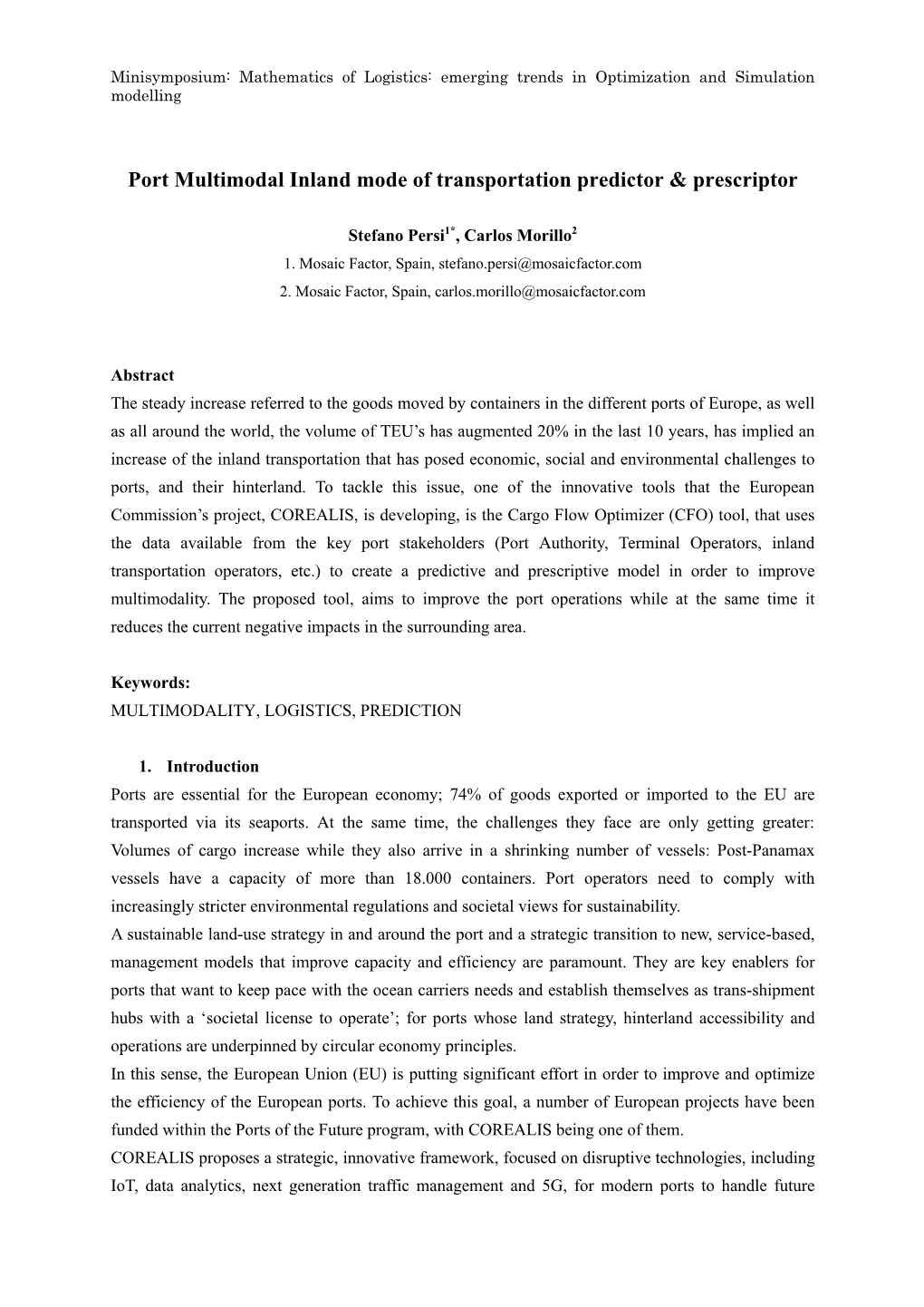 Port Multimodal Inland Mode of Transportation Predictor & Prescriptor