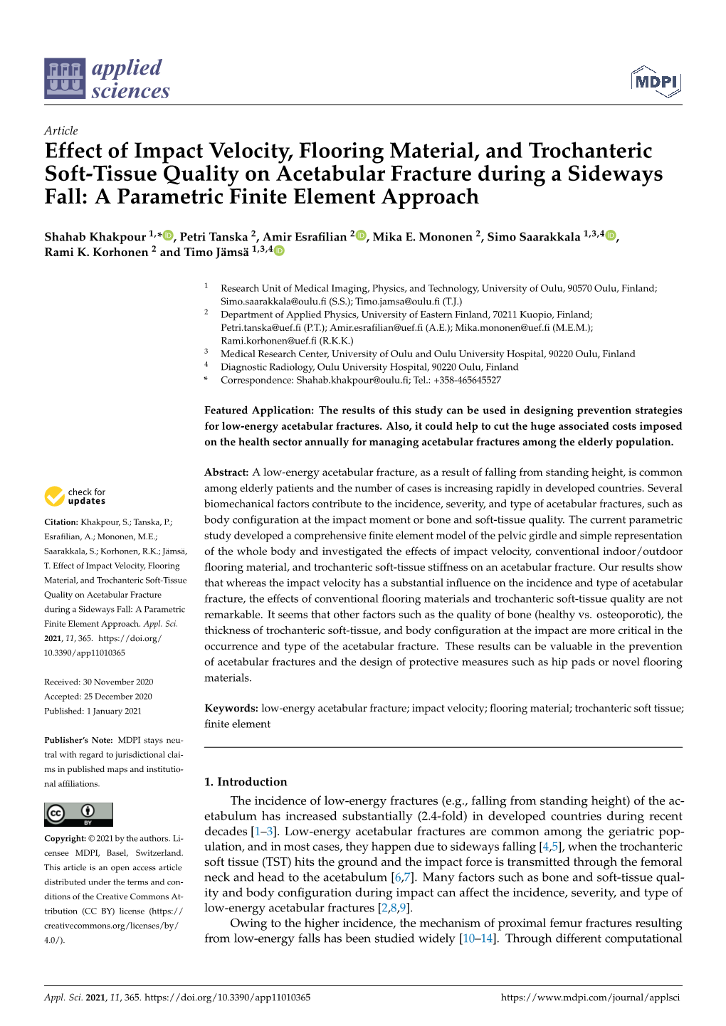 Effect of Impact Velocity, Flooring Material, and Trochanteric Soft-Tissue Quality on Acetabular Fracture During a Sideways Fall: a Parametric Finite Element Approach