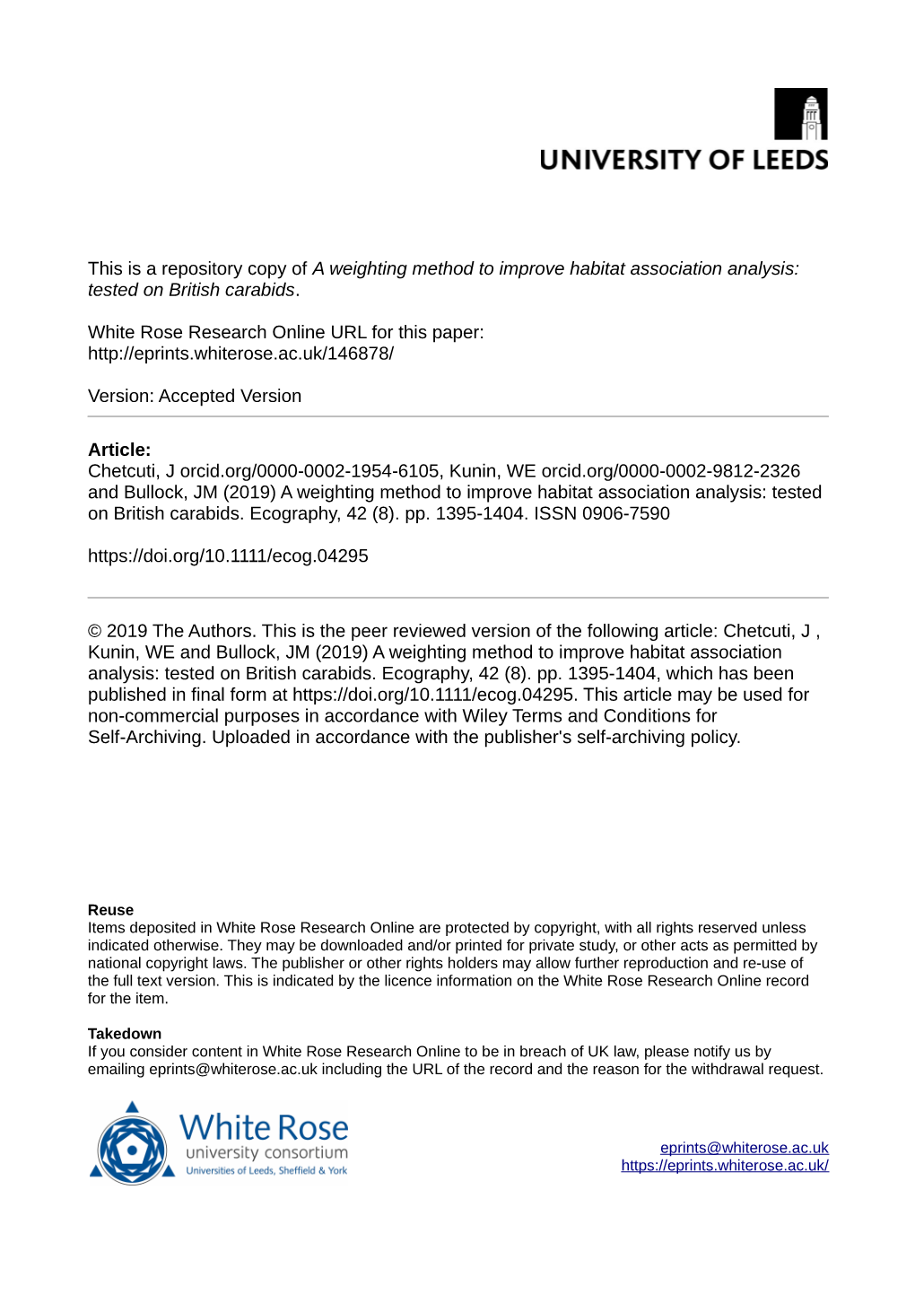 A Weighting Method to Improve Habitat Association Analysis: Tested on British Carabids