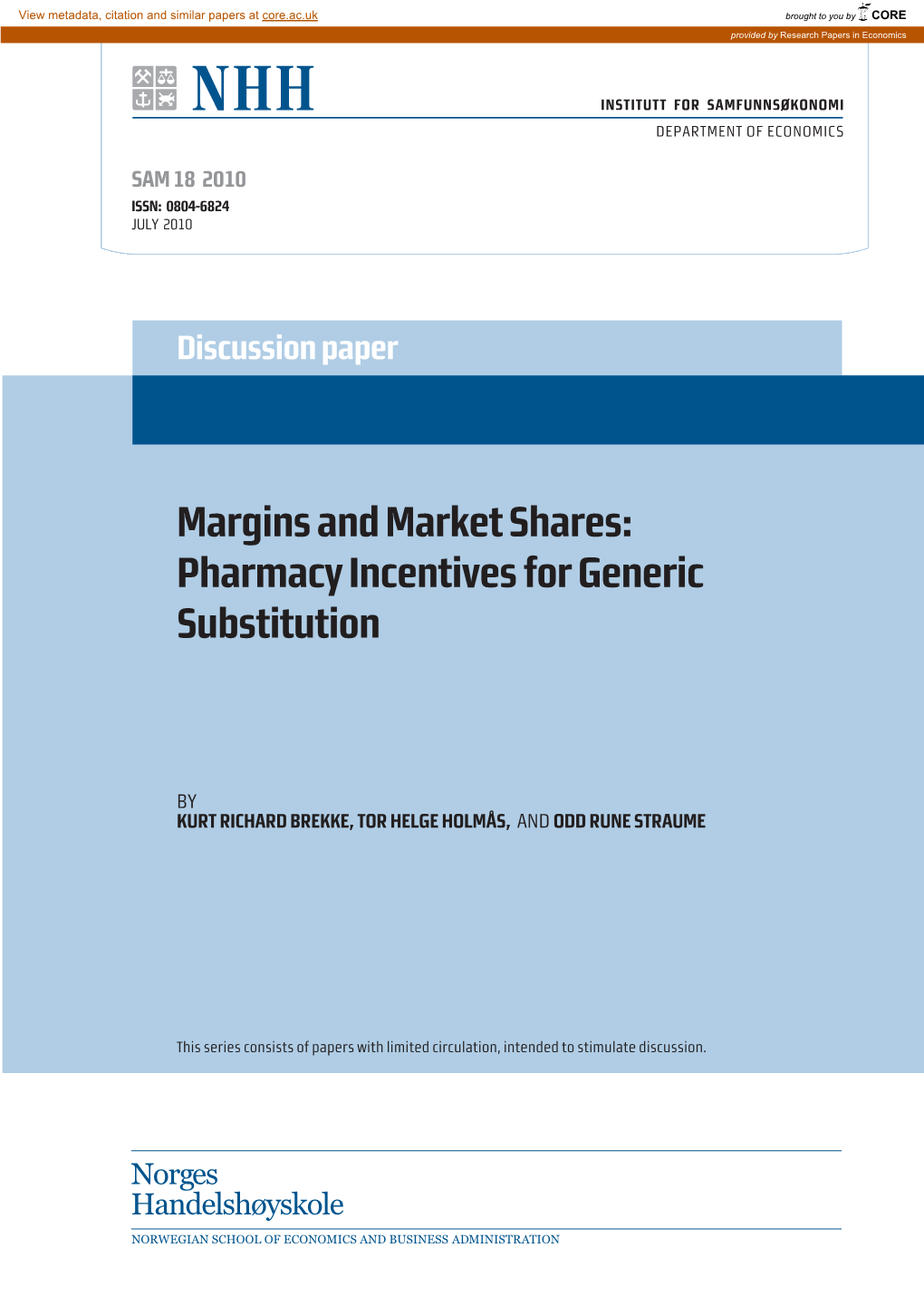 Pharmacy Incentives for Generic Substitution