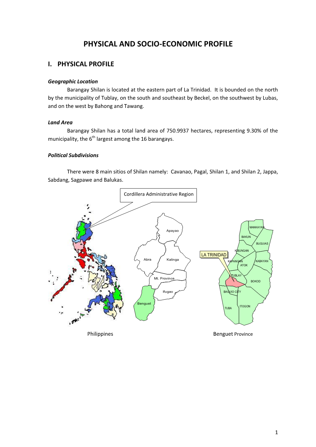 Physical and Socio-Economic Profile