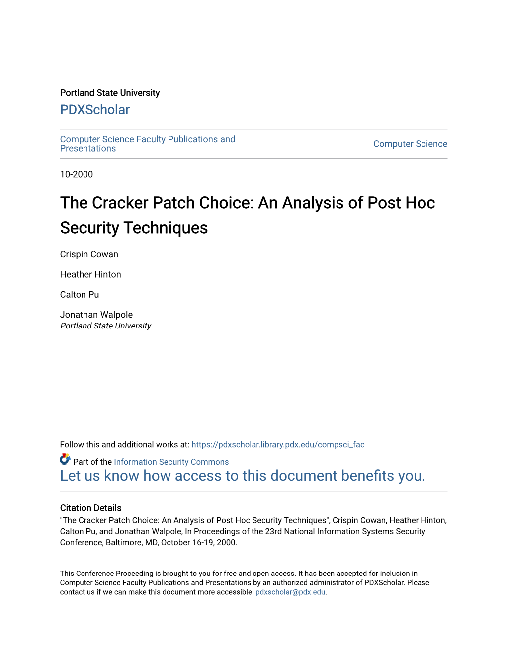 An Analysis of Post Hoc Security Techniques