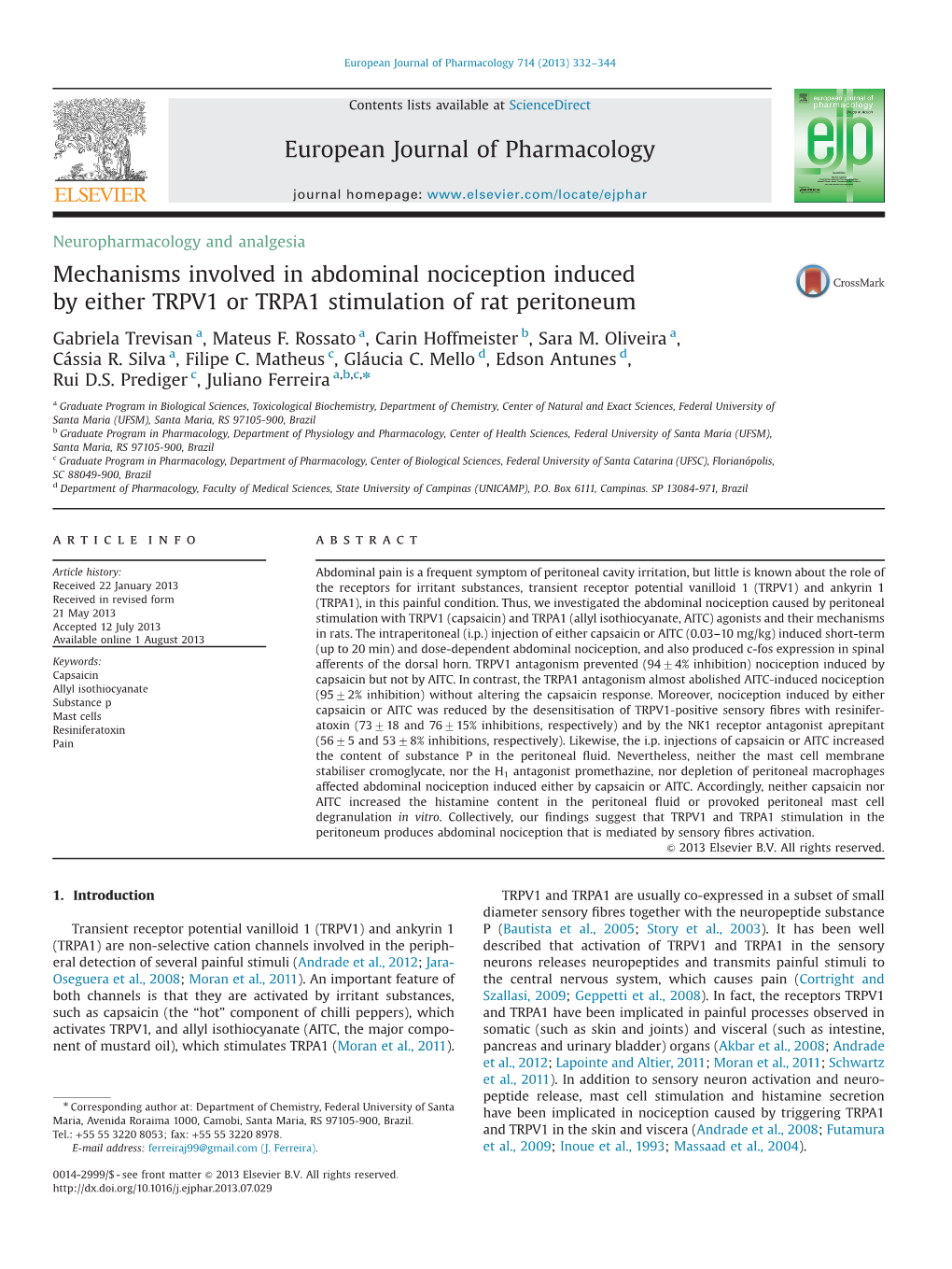 European Journal of Pharmacology 714 (2013) 332–344