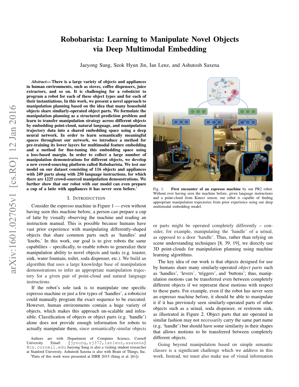 Robobarista: Learning to Manipulate Novel Objects Via Deep Multimodal Embedding