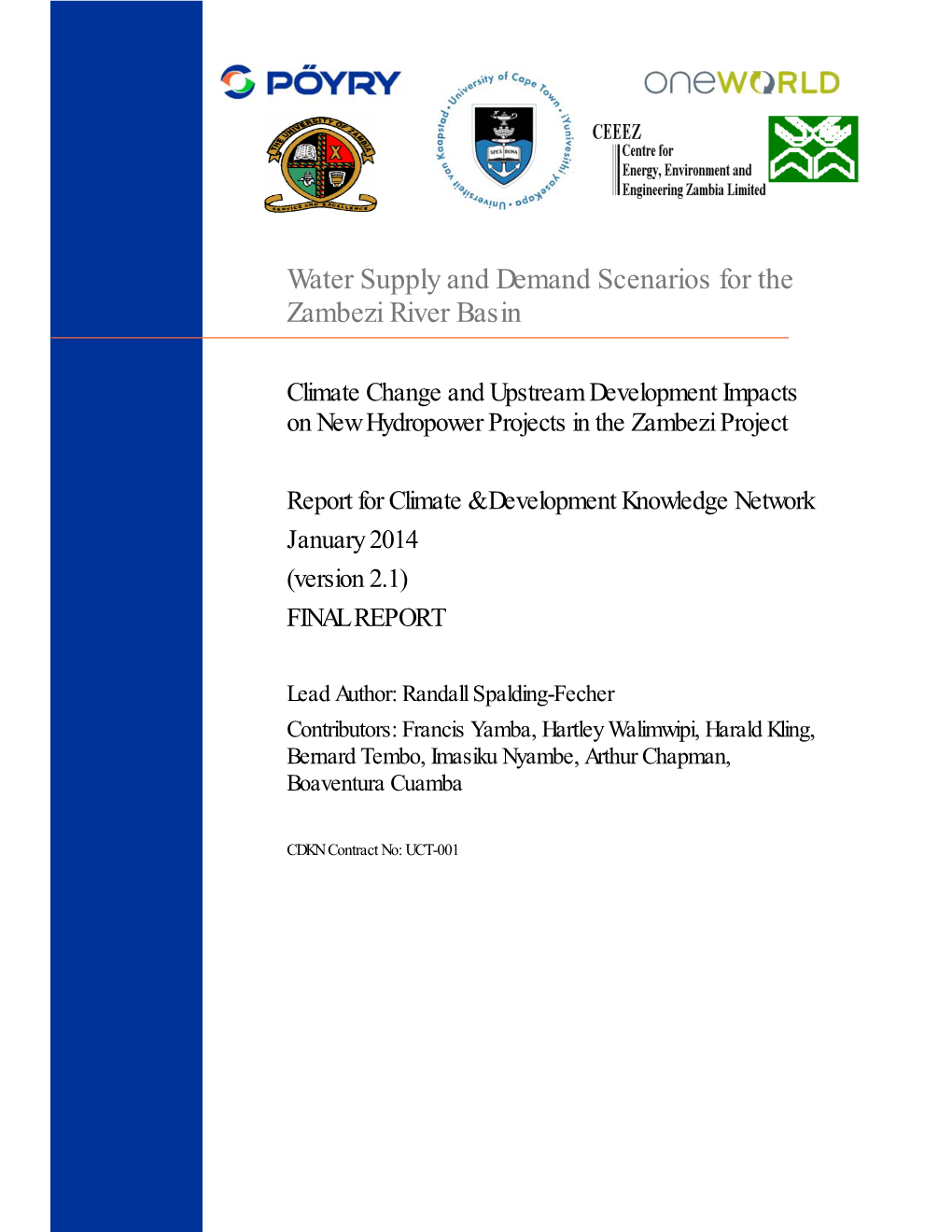 Water Supply and Demand Scenarios for the Zambezi River Basin