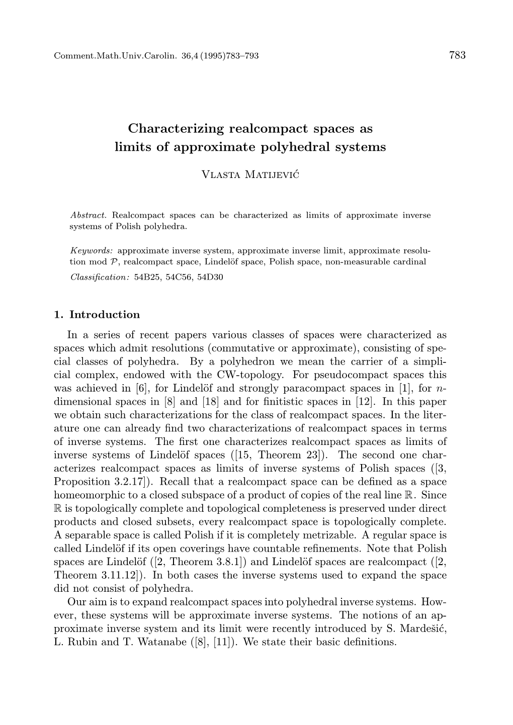 Characterizing Realcompact Spaces As Limits of Approximate Polyhedral Systems