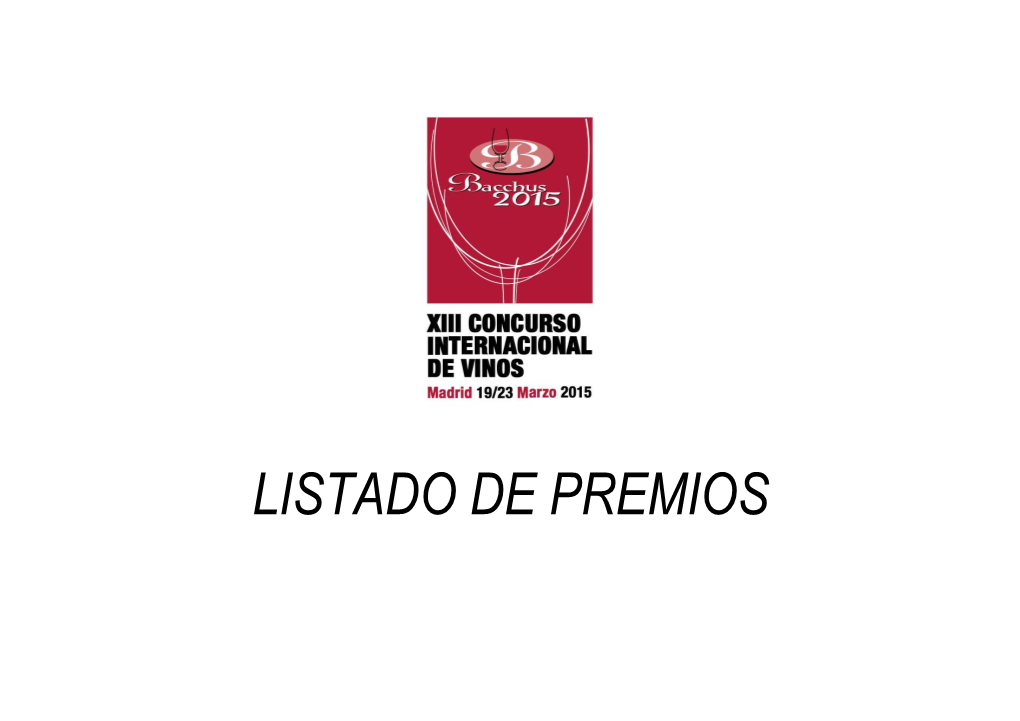 Listado De Premiados Bacchus 2015