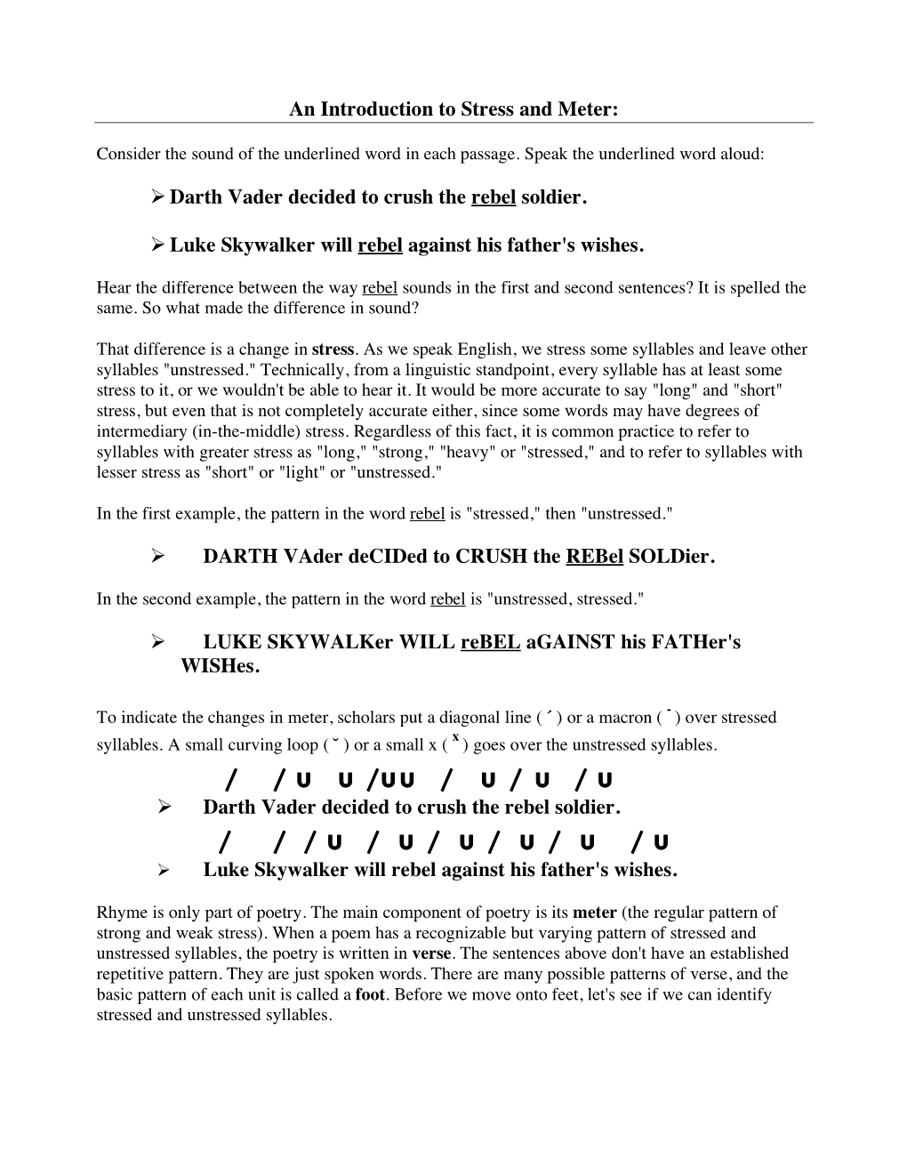 An Introduction to Stress and Meter