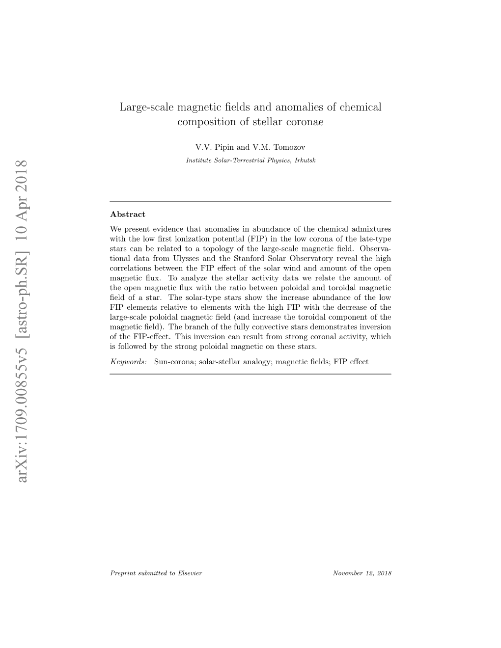 Large-Scale Magnetic Fields and Anomalies of Chemical Composition