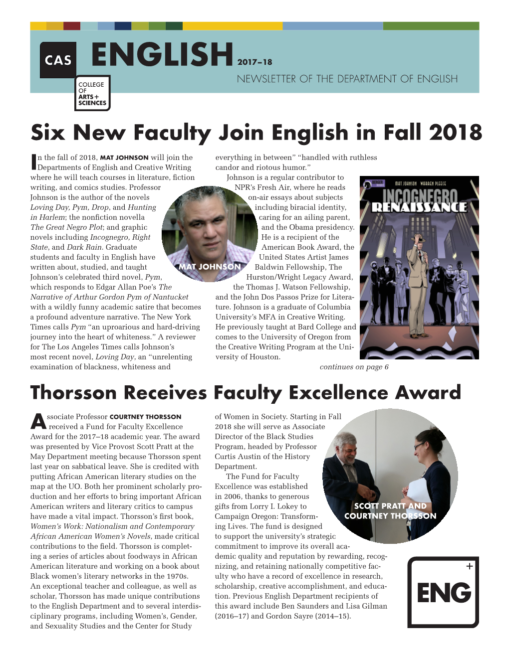 Six New Faculty Join English in Fall 2018