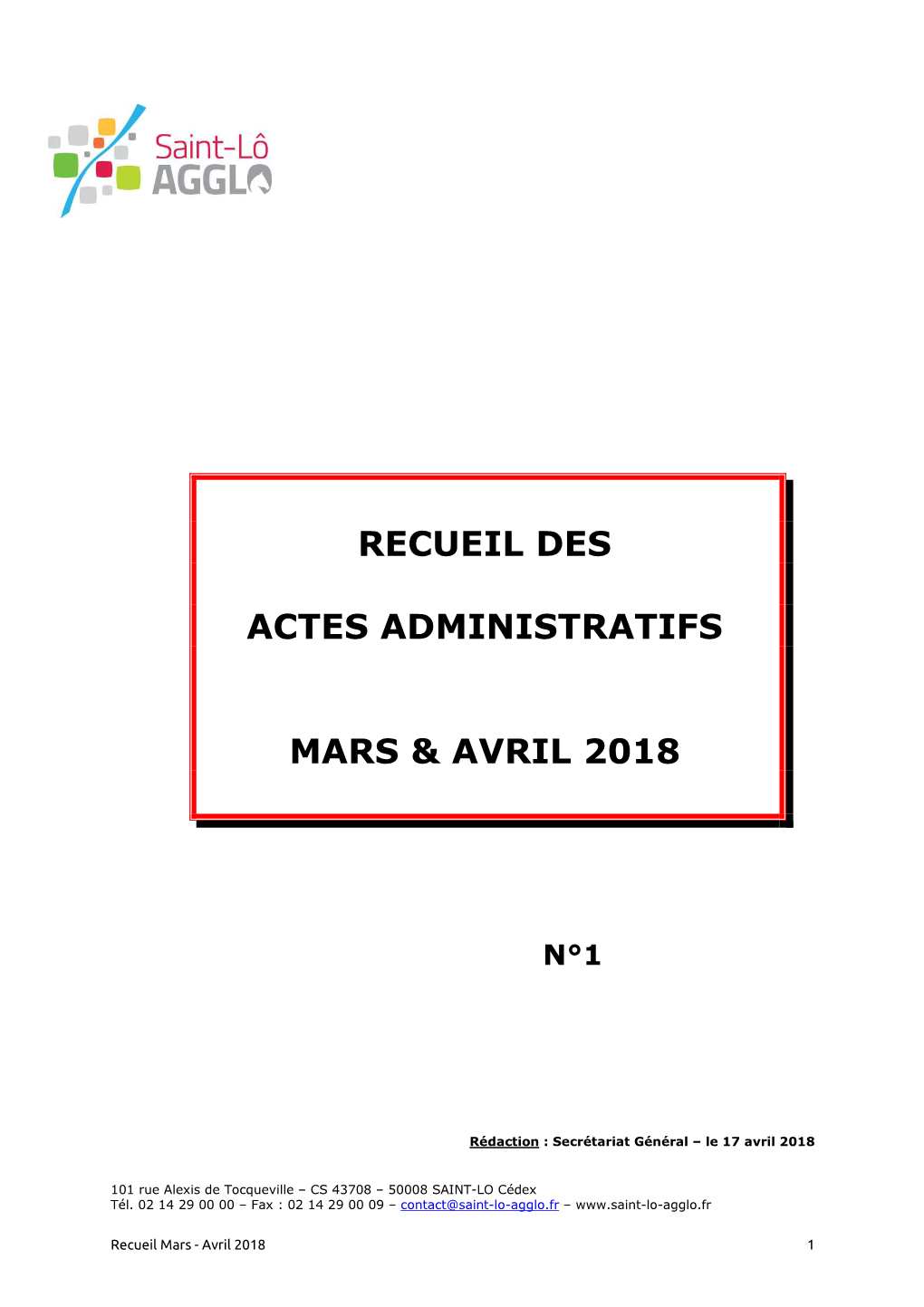 Recueil Des Actes Mars Avril 2018