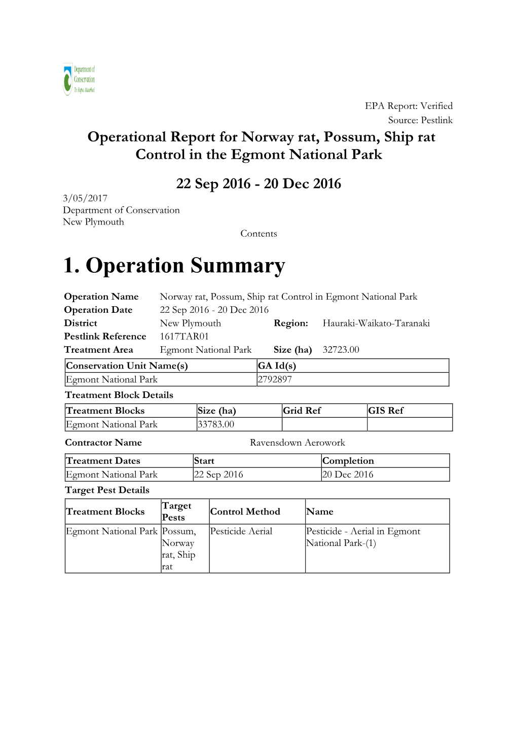 2016 Taranaki Egmont National Park Report(PDF, 240