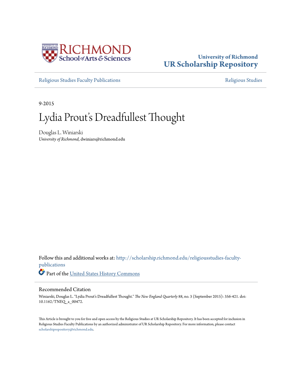 Lydia Prout's Dreadfullest Thought