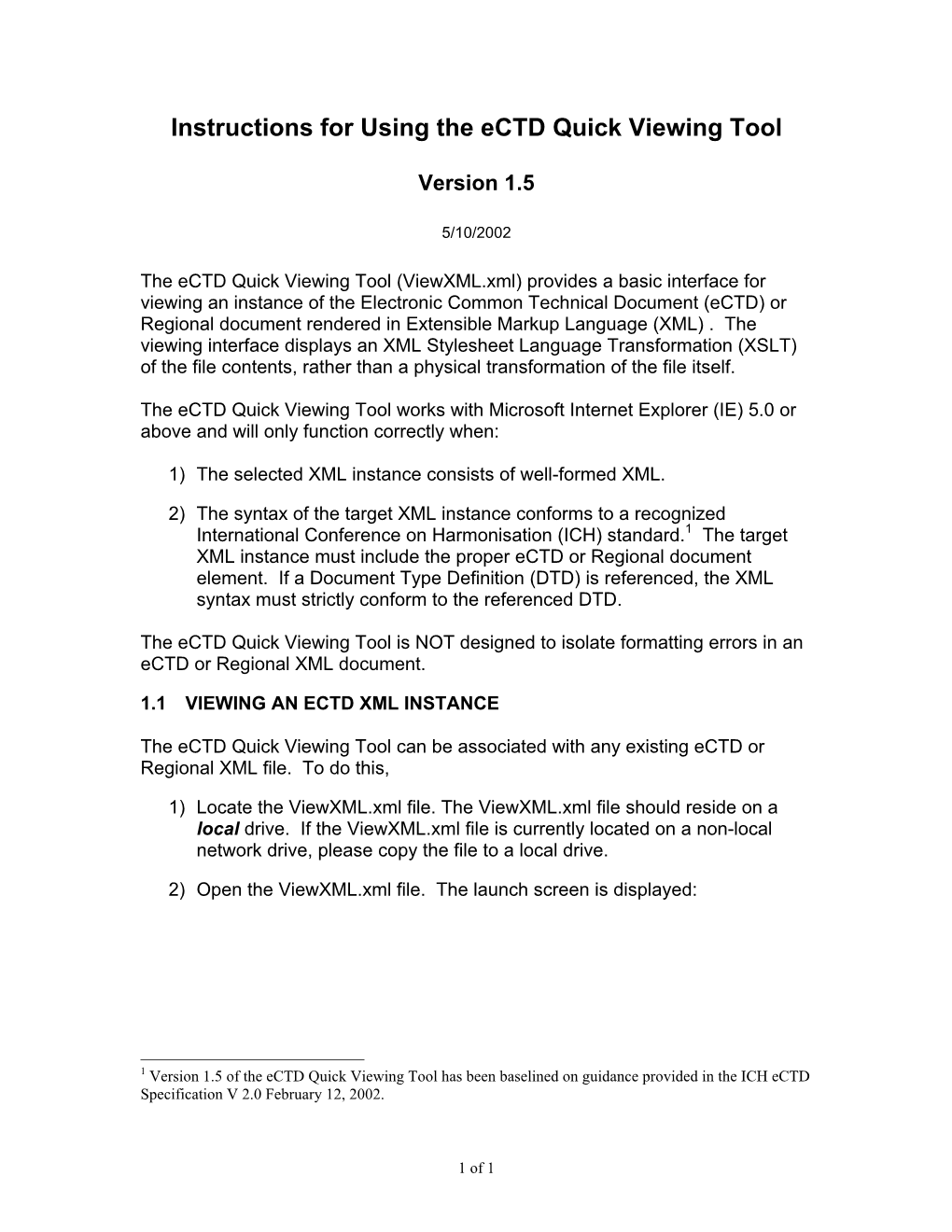 Instructions for Using the Ectd Quick Viewing Tool