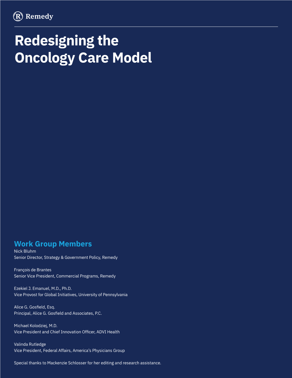 Redesigning the Oncology Care Model