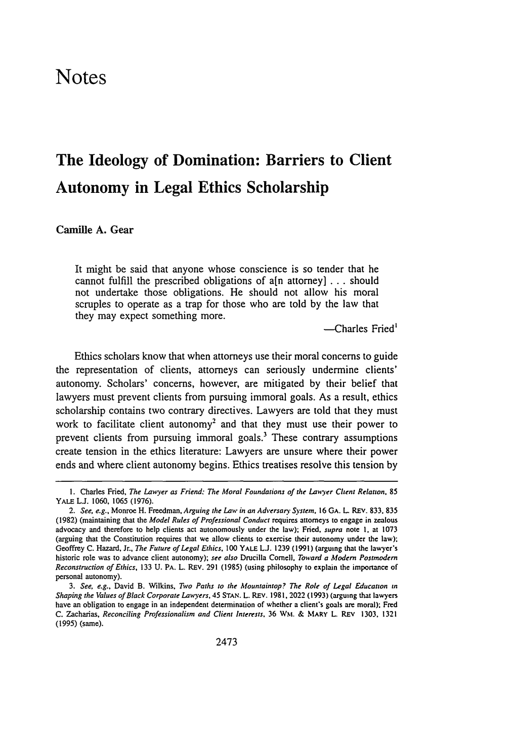 The Ideology of Domination: Barriers to Client Autonomy in Legal Ethics Scholarship