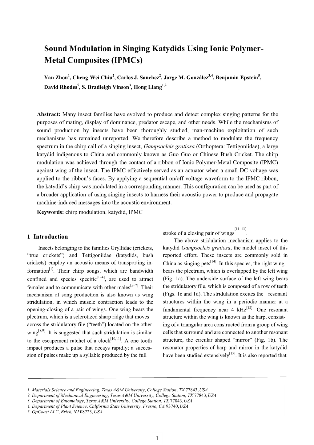 Sound Modulation in Katydids