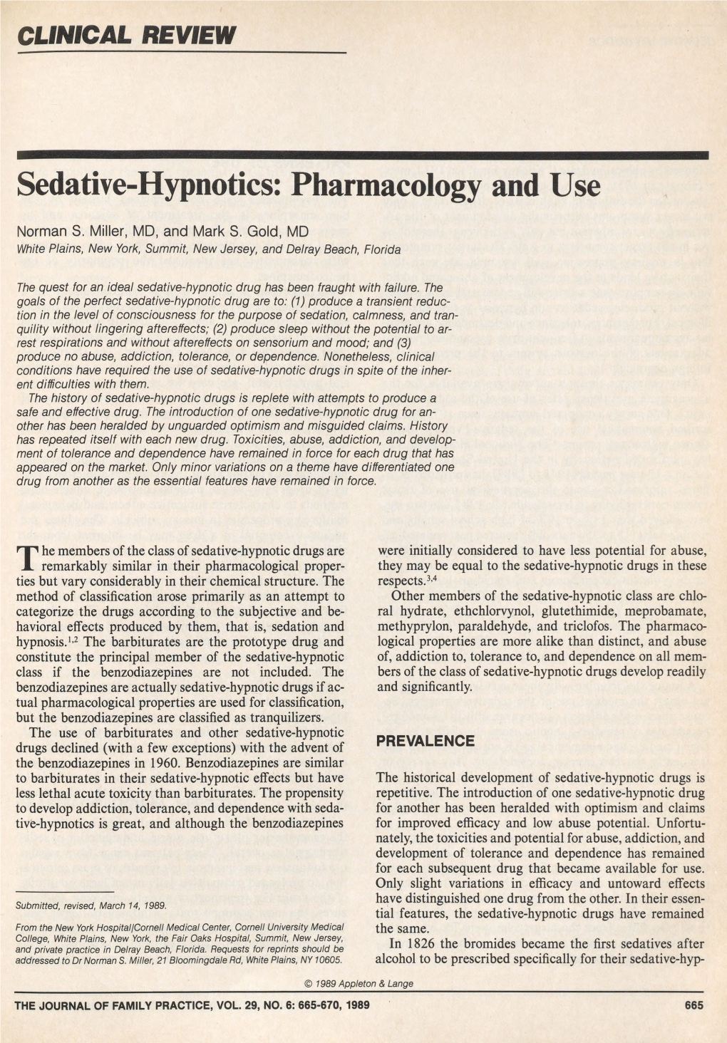 Sedative-Hypnotics: Pharmacology and Use