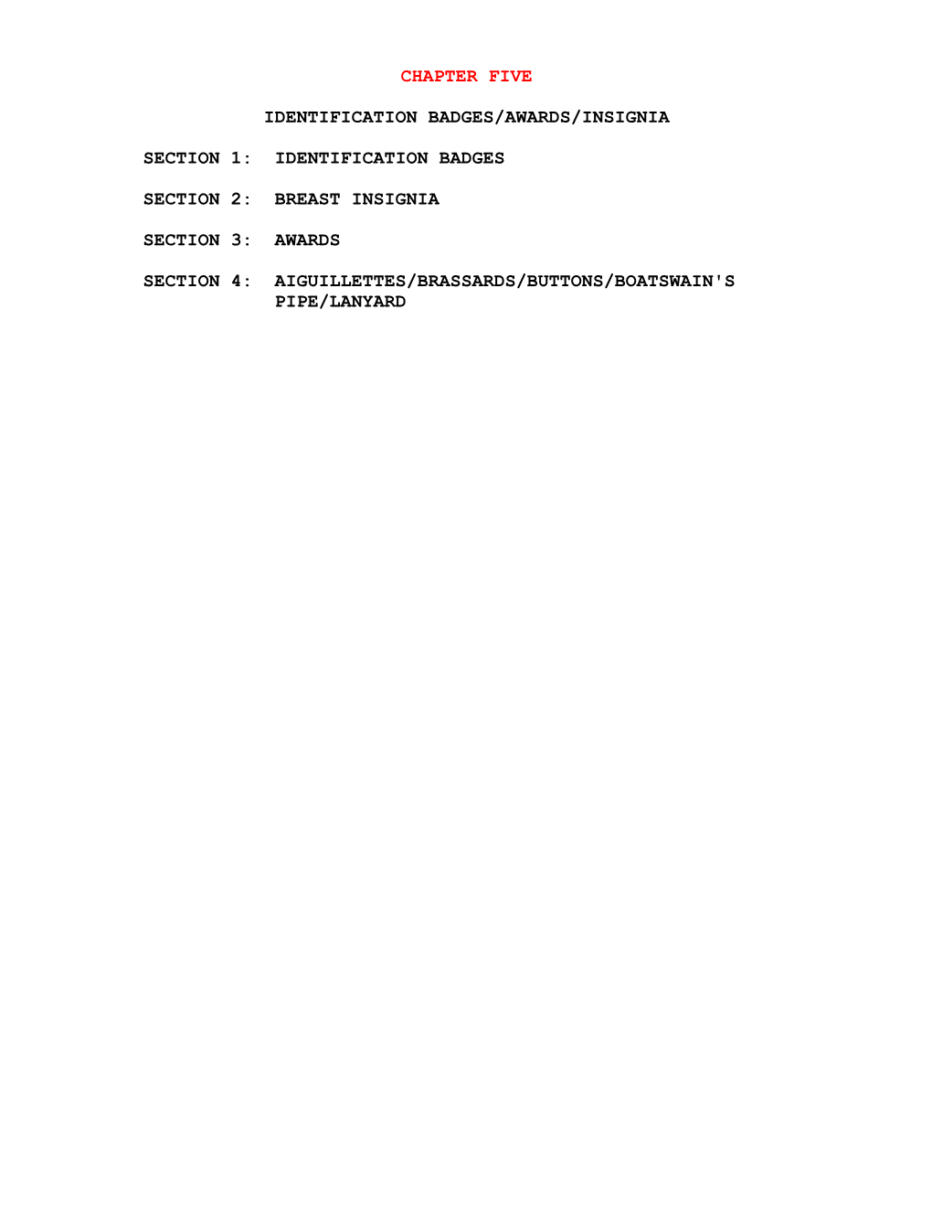 Chapter Five Identification Badges/Awards