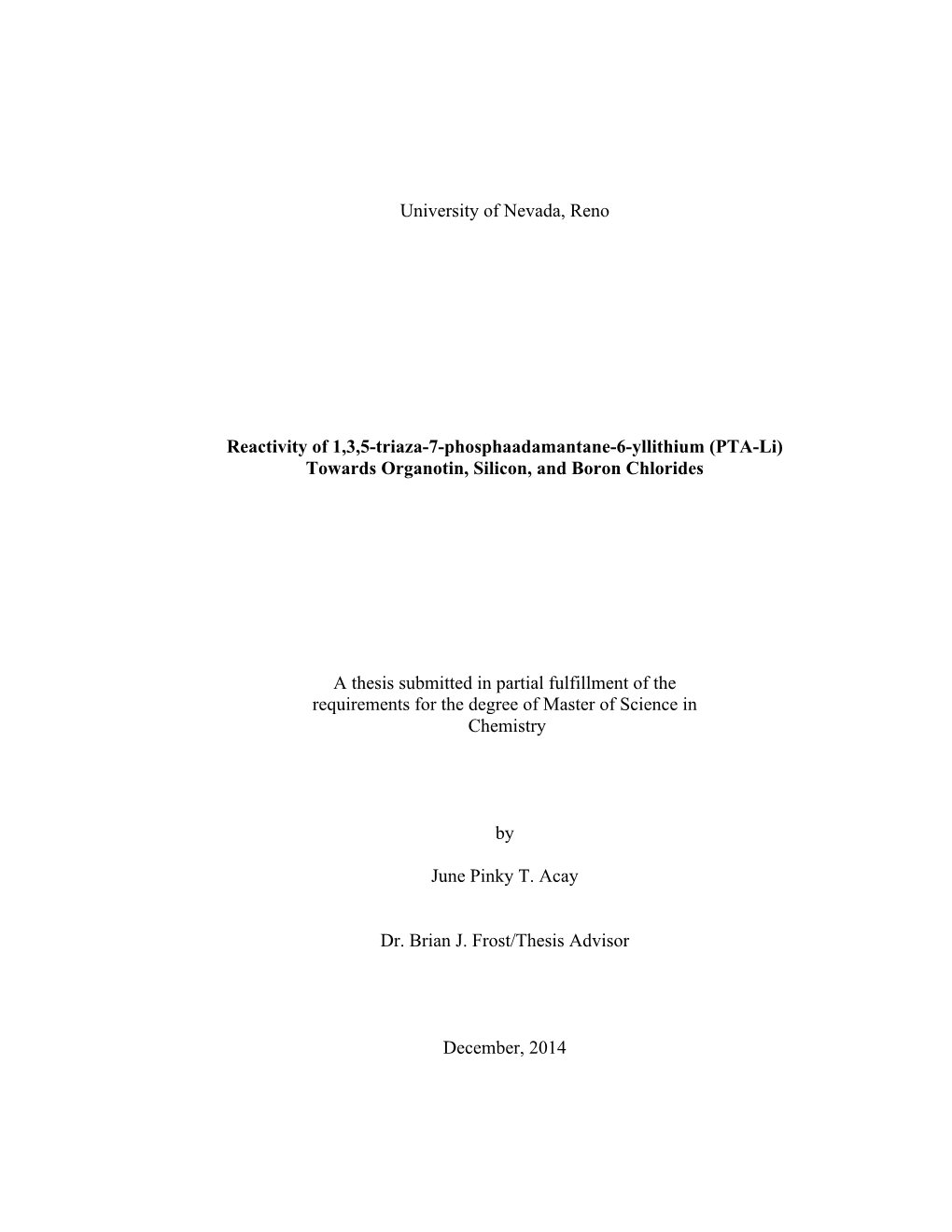 PTA-Li) Towards Organotin, Silicon, and Boron Chlorides