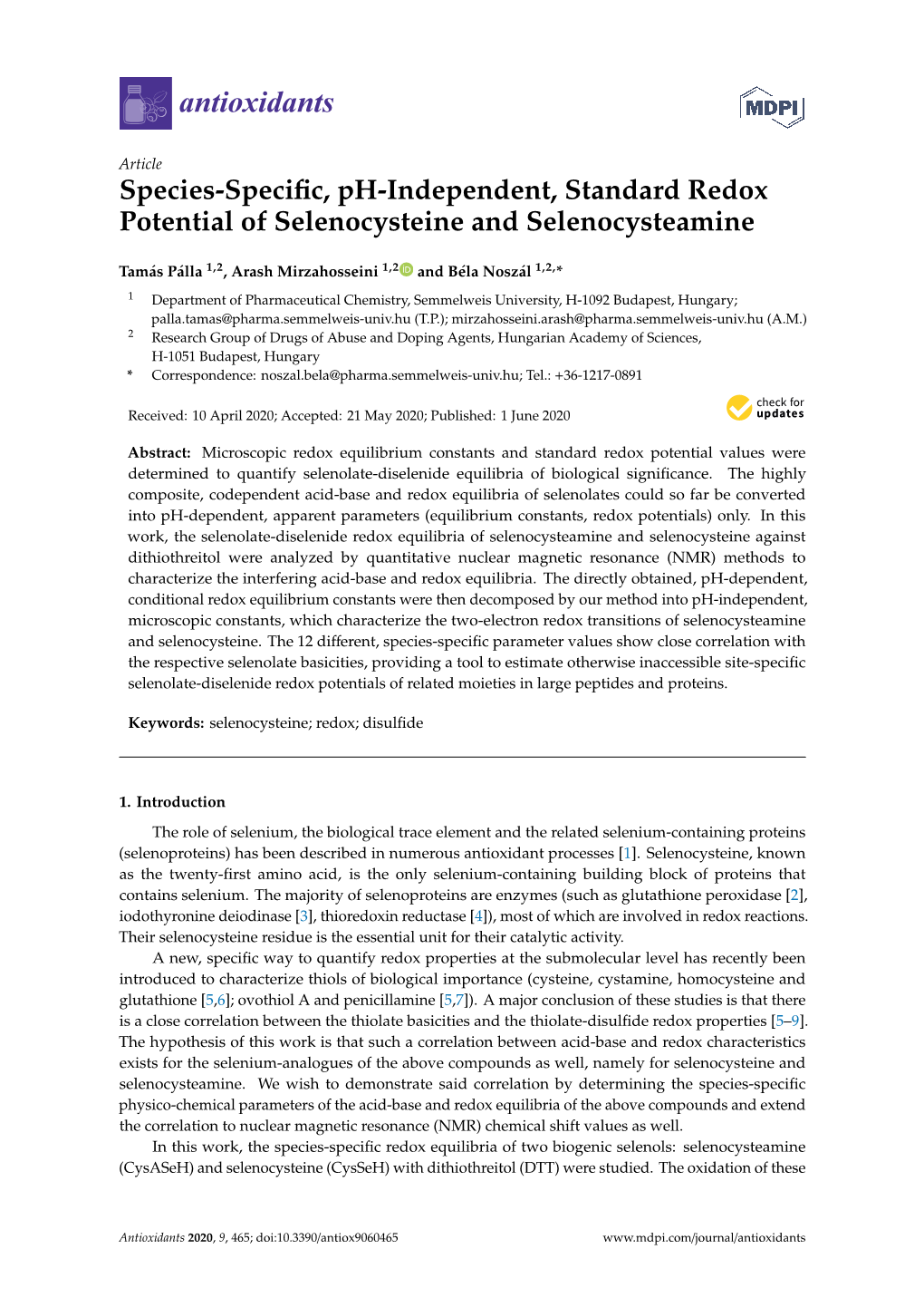 Species-Specific, Ph-Independent, Standard Redox Potential Of