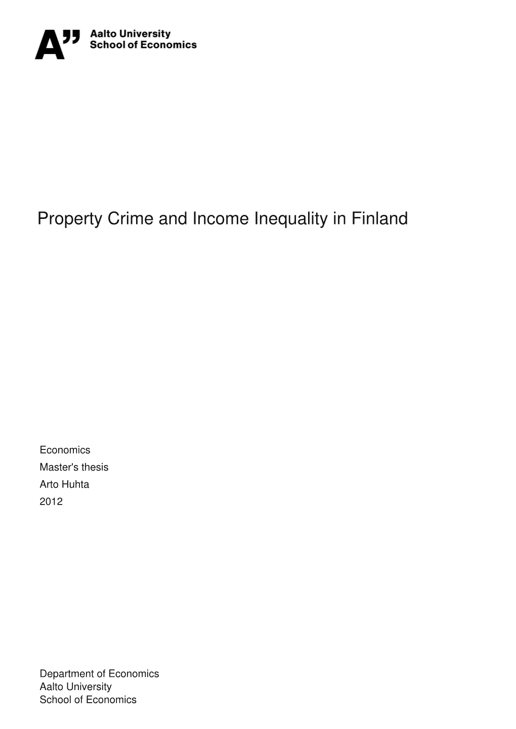 Property Crime and Income Inequality in Finland