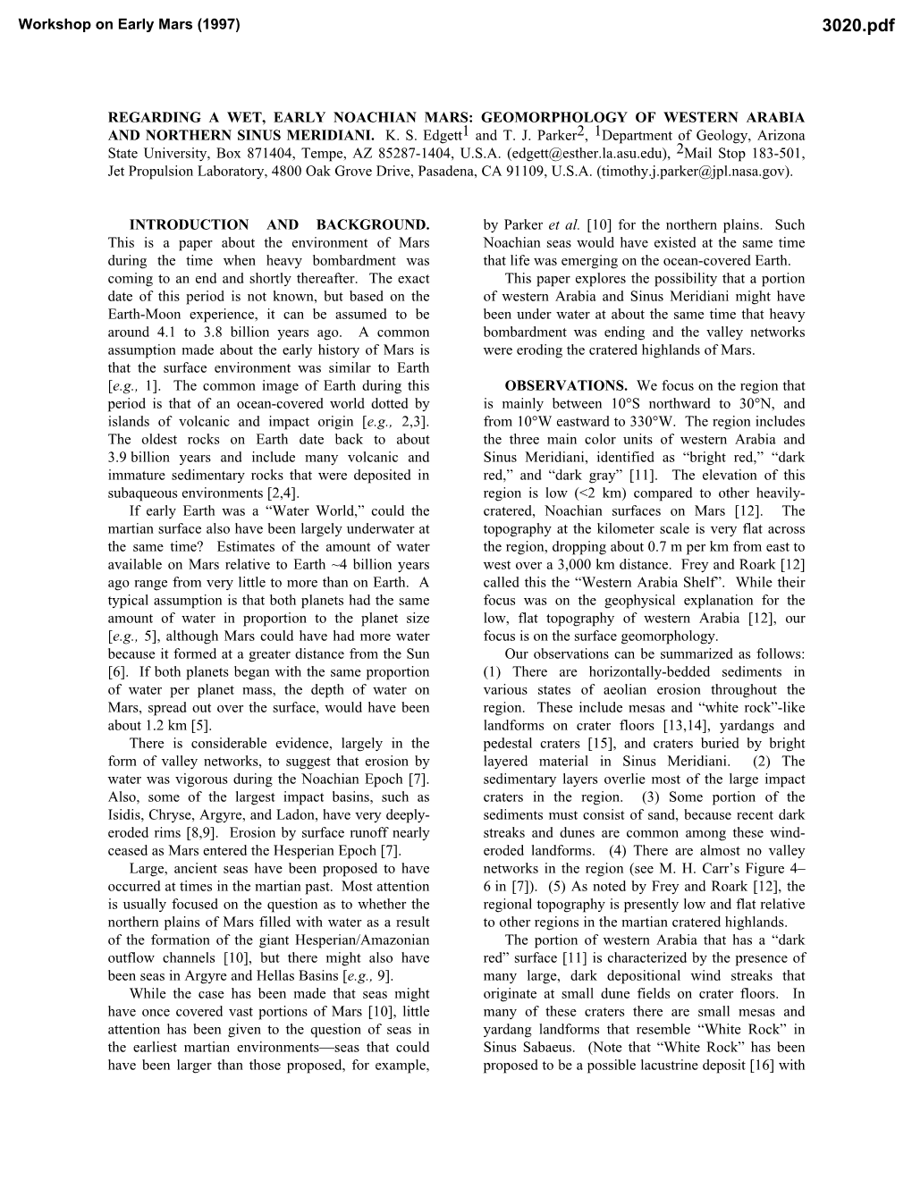 Regarding a Wet, Early Noachian Mars: Geomorphology of Western Arabia and Northern Sinus Meridiani