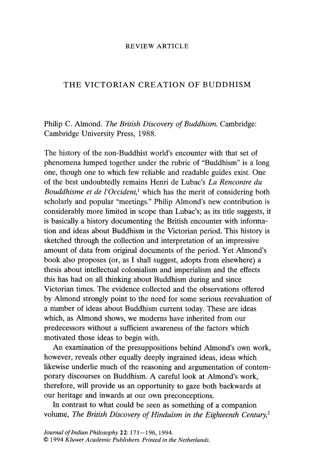 The Victorian Creation of Buddhism